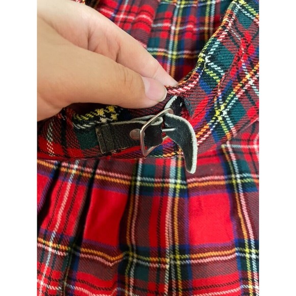 Vtg LAIRD PORTCH of SCOTLAND Red Tartan Plaid Wrap Kilt skirt Wool Skirt W 26 - Picture 6 of 15